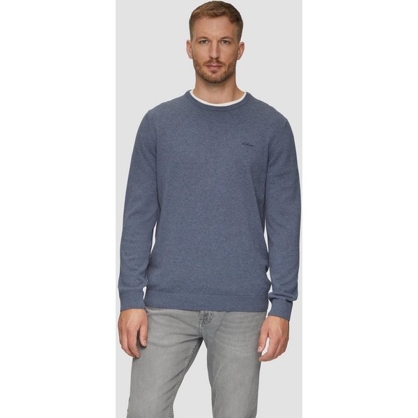 s.Oliver Longpullover Strickpullover Baumwollpullover mit Logo-Stickerei