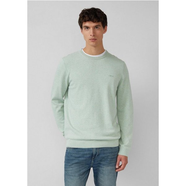 s.Oliver Longpullover Strickpullover Baumwollpullover mit Logo-Stickerei