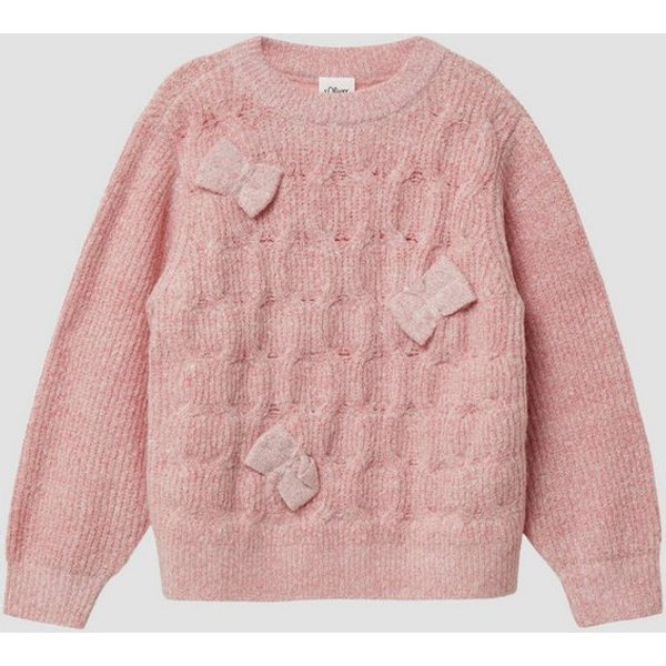 s.Oliver Longpullover Strickpullover Flauschiger Strickpullover mit Schleifen