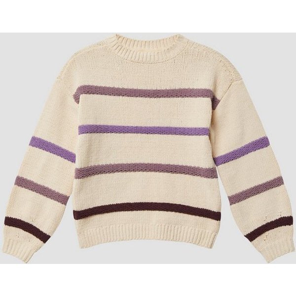 s.Oliver Longpullover Strickpullover Gestreifter Strickpullover aus Chenille im Loose Fit