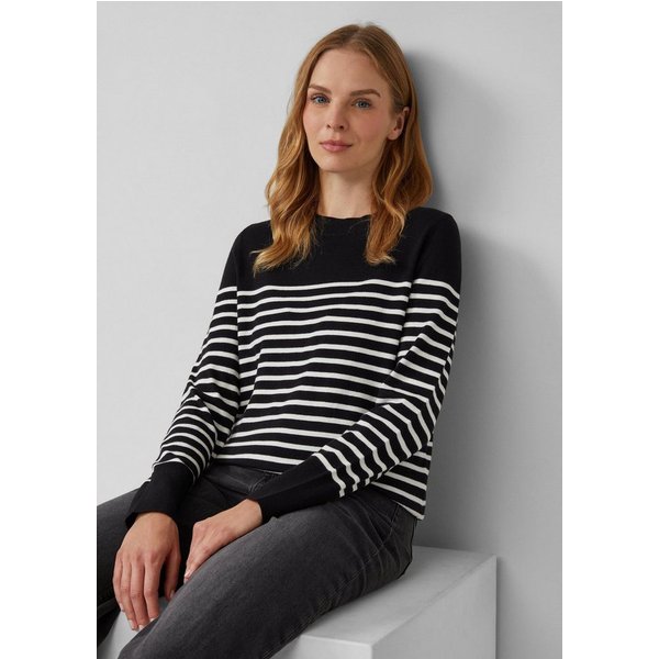 s.Oliver Longpullover Strickpullover Gestreifter Pullover aus Viskosemix
