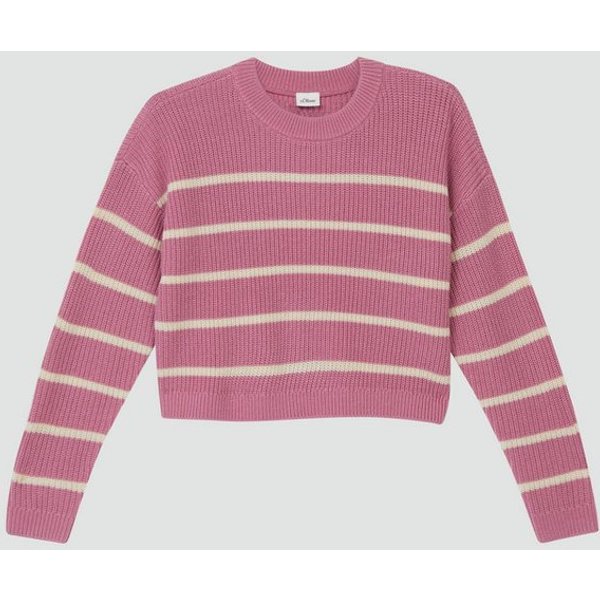 s.Oliver Longpullover Strickpullover Strickpullover im Boxy Fit mit Streifenmuster
