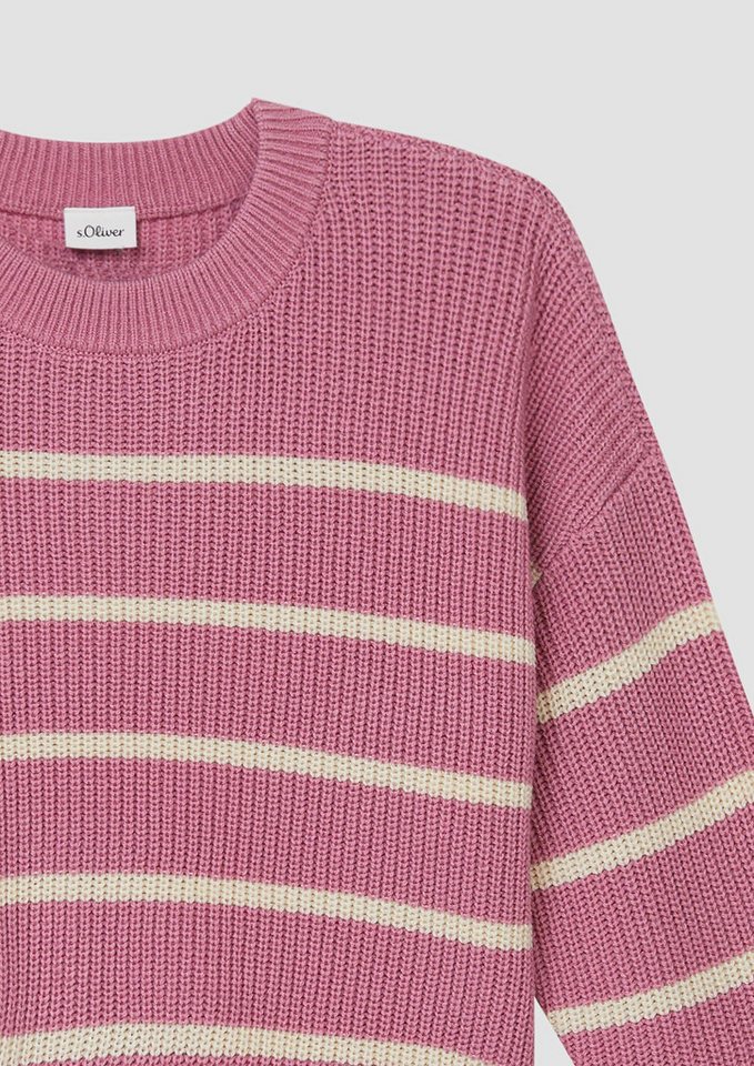 s.Oliver Longpullover Strickpullover Strickpullover im Boxy Fit mit Streifenmuster – Bild 4 von 4