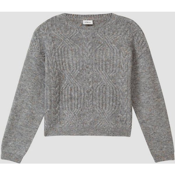 s.Oliver Longpullover Strickpullover Kurzer Strickpullover im Loose Fit mit Zopfmuster