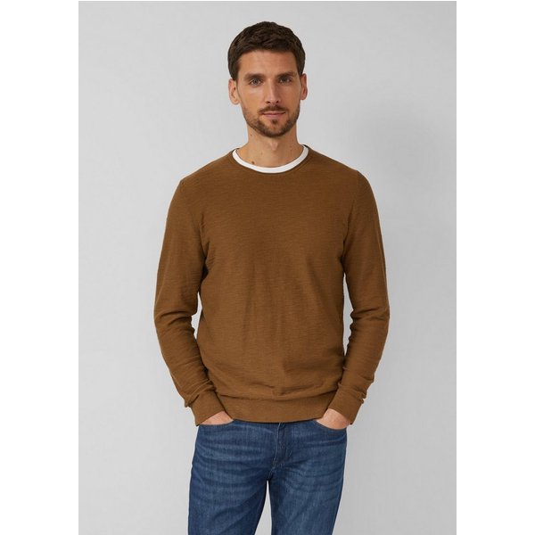 s.Oliver Longpullover Strickpullover Strickpullover mit Flammgarnstruktur und Rollkante