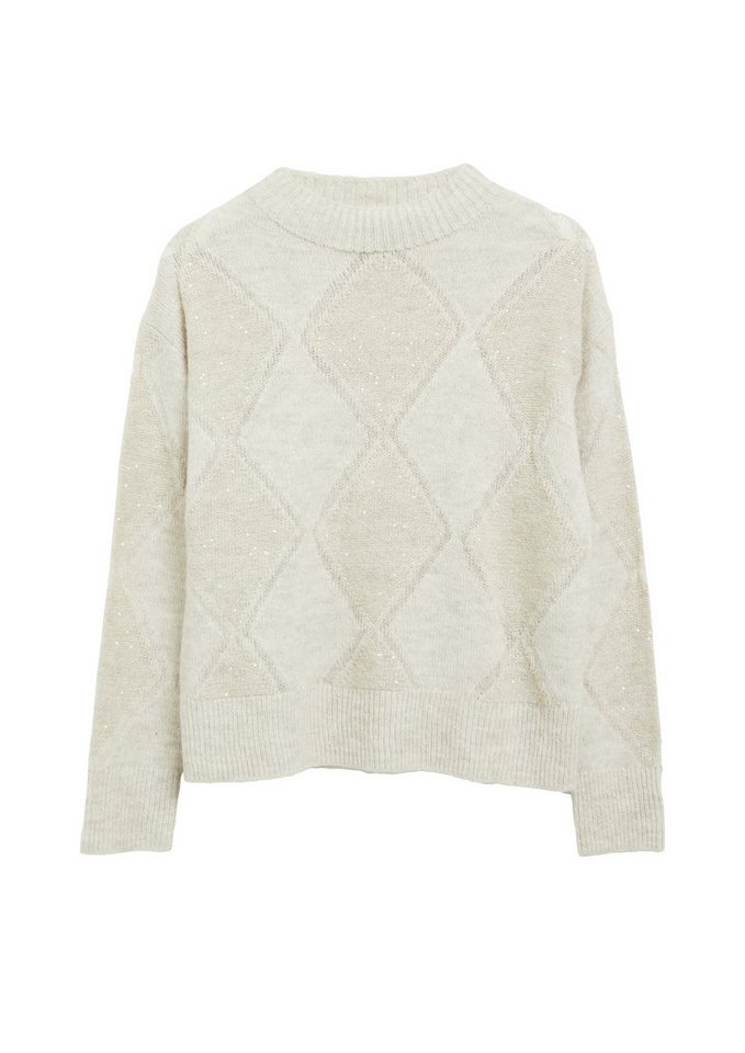 s.Oliver Longpullover Strickpullover Strickpullover mit Rauten-Muster und Pailletten – Bild 2 von 5