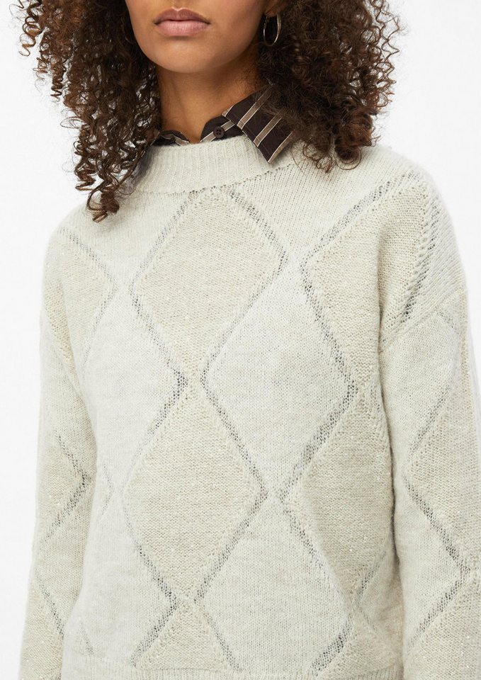 s.Oliver Longpullover Strickpullover Strickpullover mit Rauten-Muster und Pailletten – Bild 4 von 5