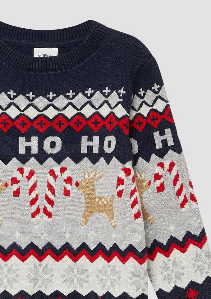 s.Oliver Longpullover Strickpullover Strickpullover mit weihnachtlichem Jacquard-Muster – Bild 4 von 4
