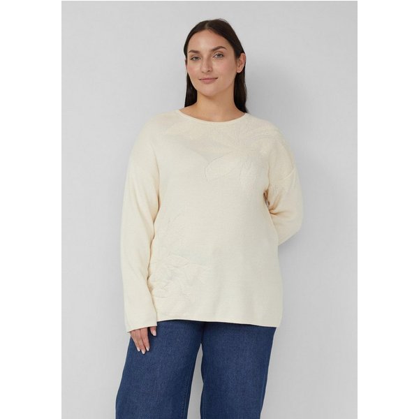 s.Oliver Longpullover Strickpullover Pullover mit floralem Strickmuster