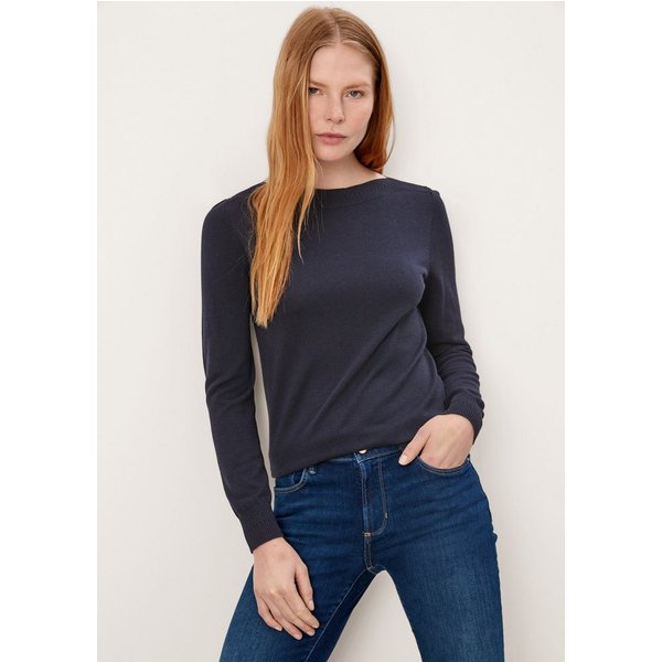s.Oliver Longpullover Strickpullover Pullover mit U-Boot-Ausschnitt