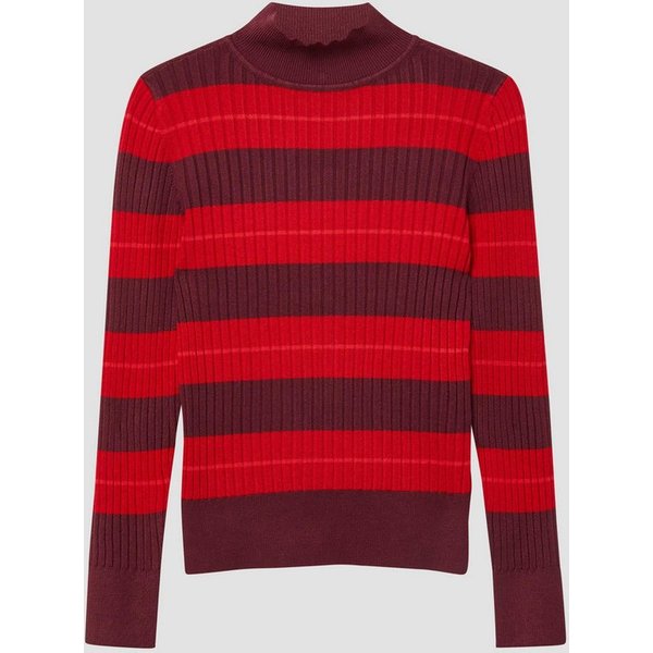 s.Oliver Longpullover Strickpullover Ripppullover im Slim Fit mit Stehkragen
