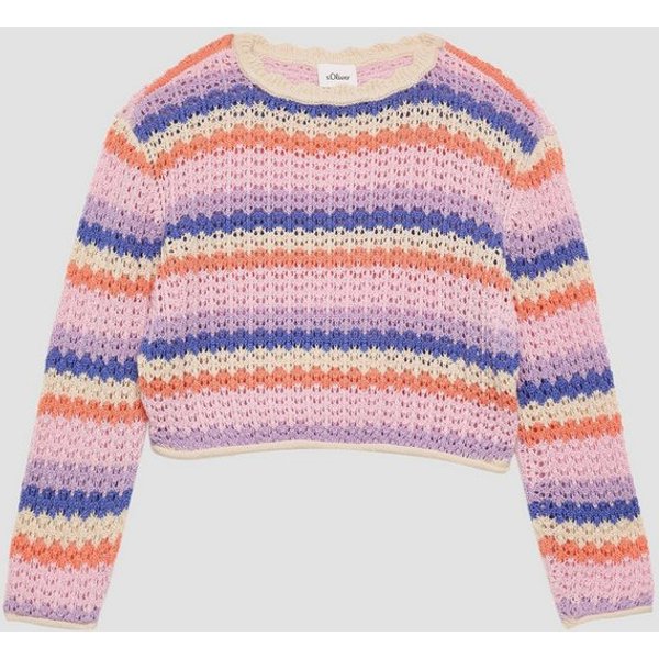 s.Oliver Longpullover Strickpullover Verkürzter Ajour-Stickpullover im Loose Fit