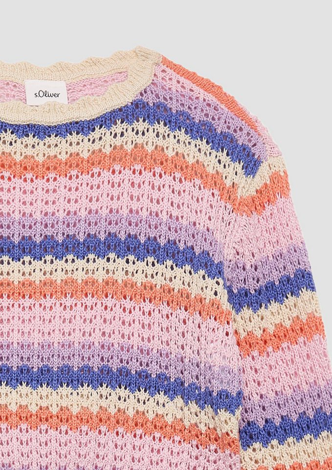s.Oliver Longpullover Strickpullover Verkürzter Ajour-Stickpullover im Loose Fit – Bild 4 von 4