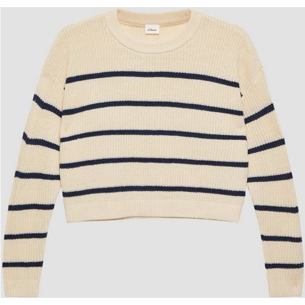 s.Oliver Longpullover Strickpullover Verkürzter Pullover im Boxy-Schnitt