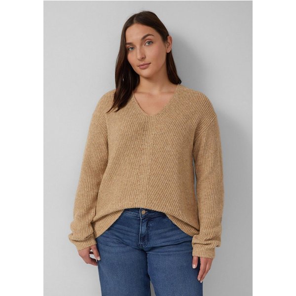 s.Oliver Longpullover Strickpullover Weicher Strickpullover im Relaxed Fit mit V-Ausschnitt