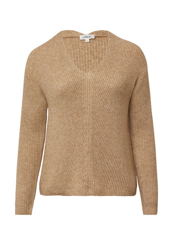 s.Oliver Longpullover Strickpullover Weicher Strickpullover im Relaxed Fit mit V-Ausschnitt – Bild 2 von 5