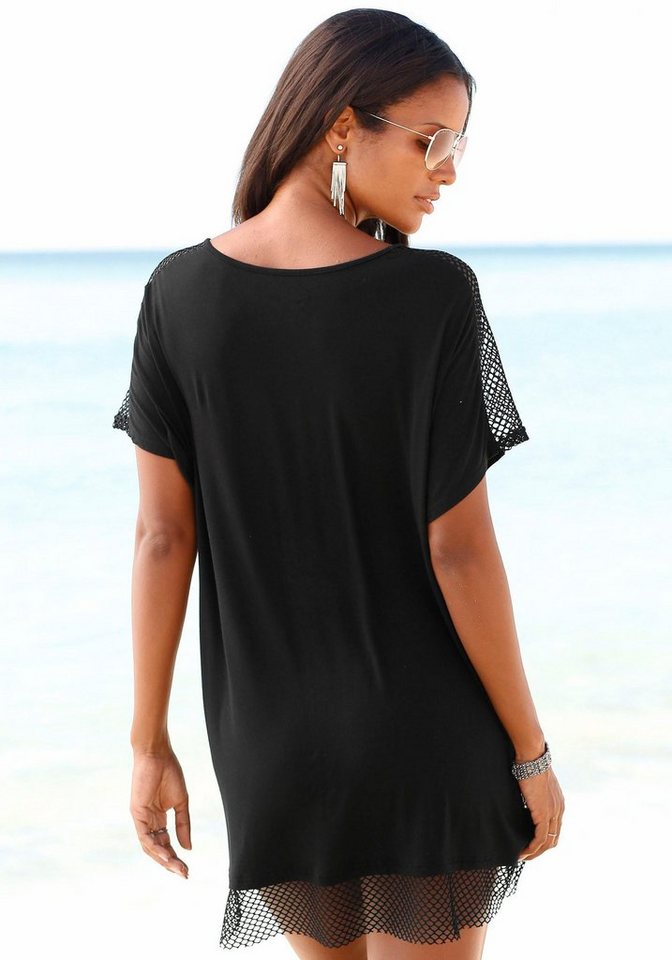 s.Oliver Longshirt mit Mesheinsätzen, Shirtkleid, Strandkleid, lockere Passform – Bild 3 von 5