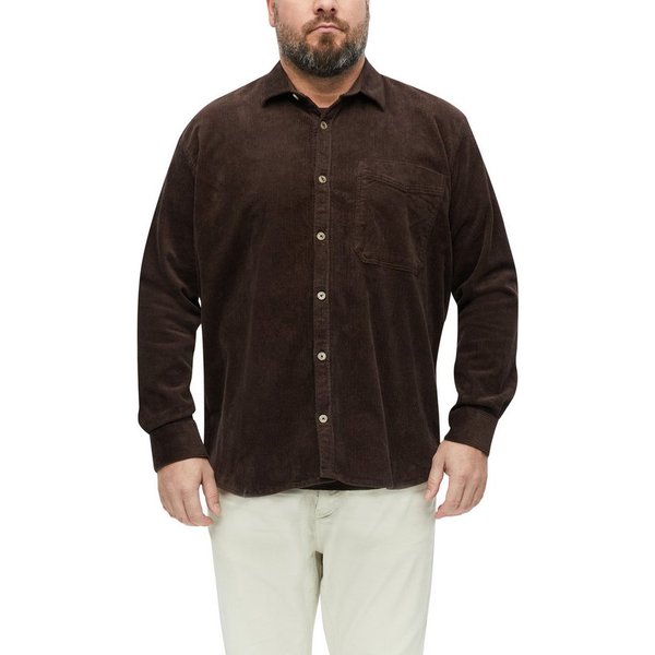 s.Oliver Men Big Sizes Langarmhemd Cord aus elastischer Baumwollmischung