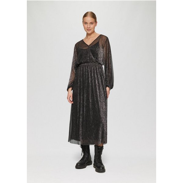s.Oliver Midikleid Kleid Langes Meshkleid mit Glitzergarn und Smok-Detail
