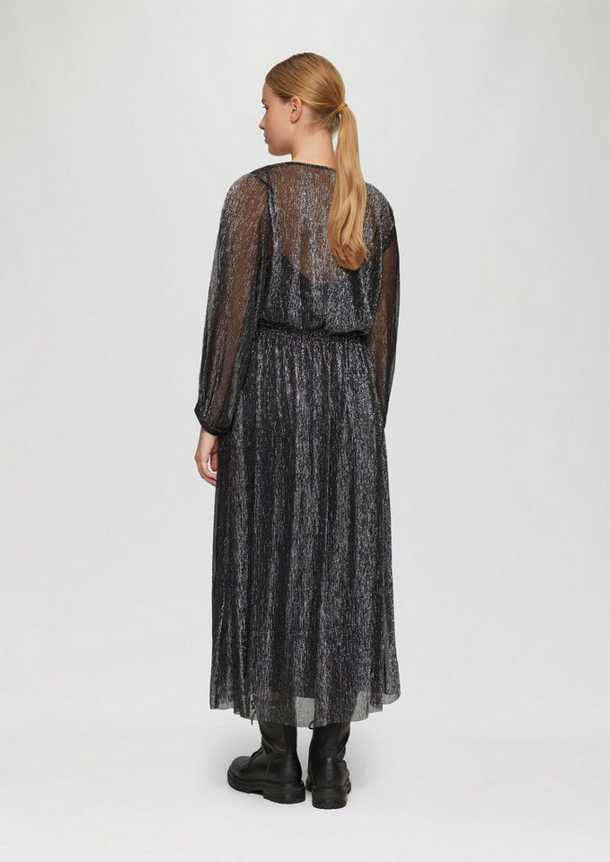 s.Oliver Midikleid Kleid Langes Meshkleid mit Glitzergarn und Smok-Detail – Bild 3 von 5