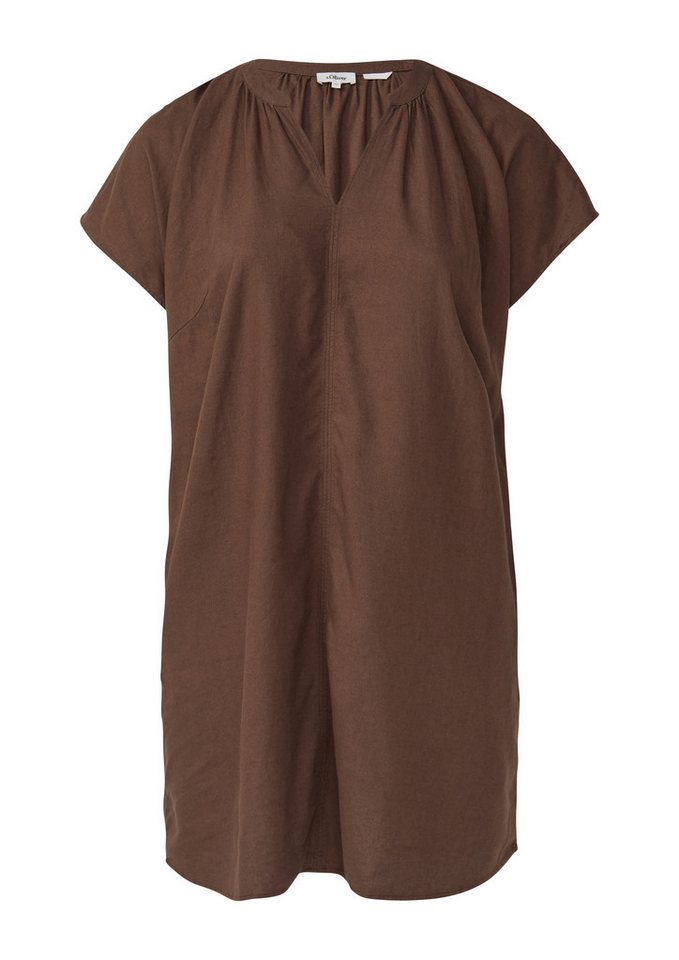 s.Oliver Minikleid Kleid Midi-Kleid aus Leinenmix mit Eingrifftaschen – Bild 2 von 5