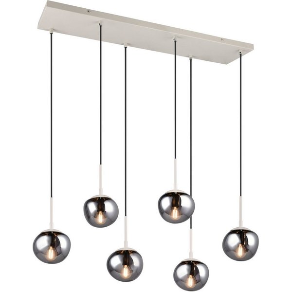 s.Oliver Pendelleuchte ANJELLA, Hängelampe beige exkl. E14, warm grey (beige) + smoke Glas, Leuchtmittel wechselbar, warmweiß - kaltweiß, mit mundgeblasenen Gla