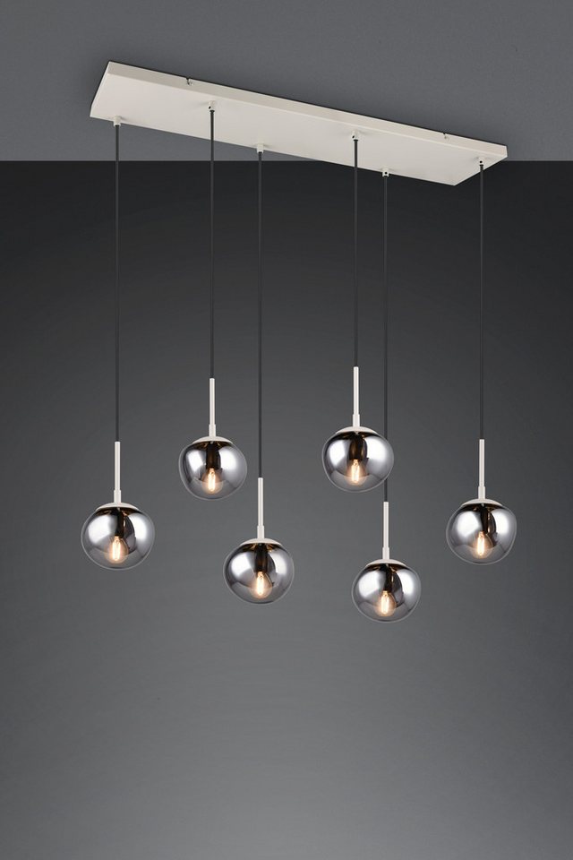 s.Oliver Pendelleuchte ANJELLA, Hängelampe beige exkl. E14, warm grey (beige) + smoke Glas, Leuchtmittel wechselbar, warmweiß - kaltweiß, mit mundgeblasenen Gla – Bild 3 von 5