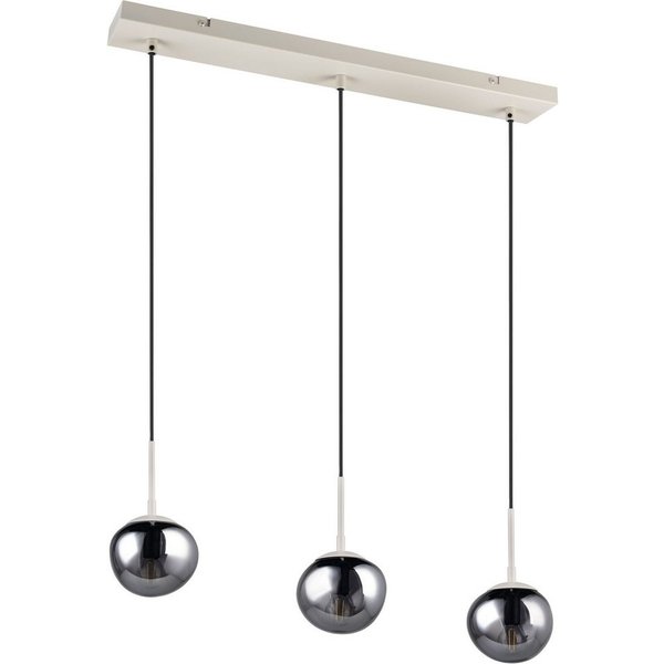 s.Oliver Pendelleuchte ANJELLA, Hängelampe beige exkl. E14, warm grey (beige) + smoke Glas, Leuchtmittel wechselbar, warmweiß - kaltweiß, mit mundgeblasenen Gla