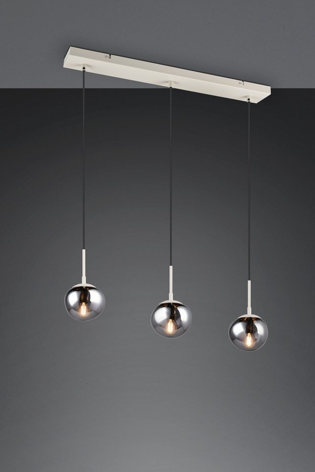 s.Oliver Pendelleuchte ANJELLA, Hängelampe beige exkl. E14, warm grey (beige) + smoke Glas, Leuchtmittel wechselbar, warmweiß - kaltweiß, mit mundgeblasenen Gla – Bild 3 von 5