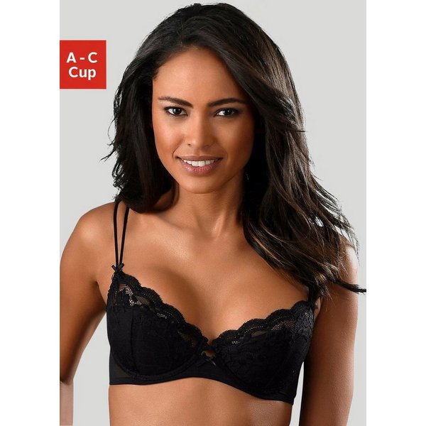s.Oliver Push-up-BH, Spitzen-BH, Dirndl-BH mit kleiner Zierschleife und doppelten Spaghettiträgern, Dessous