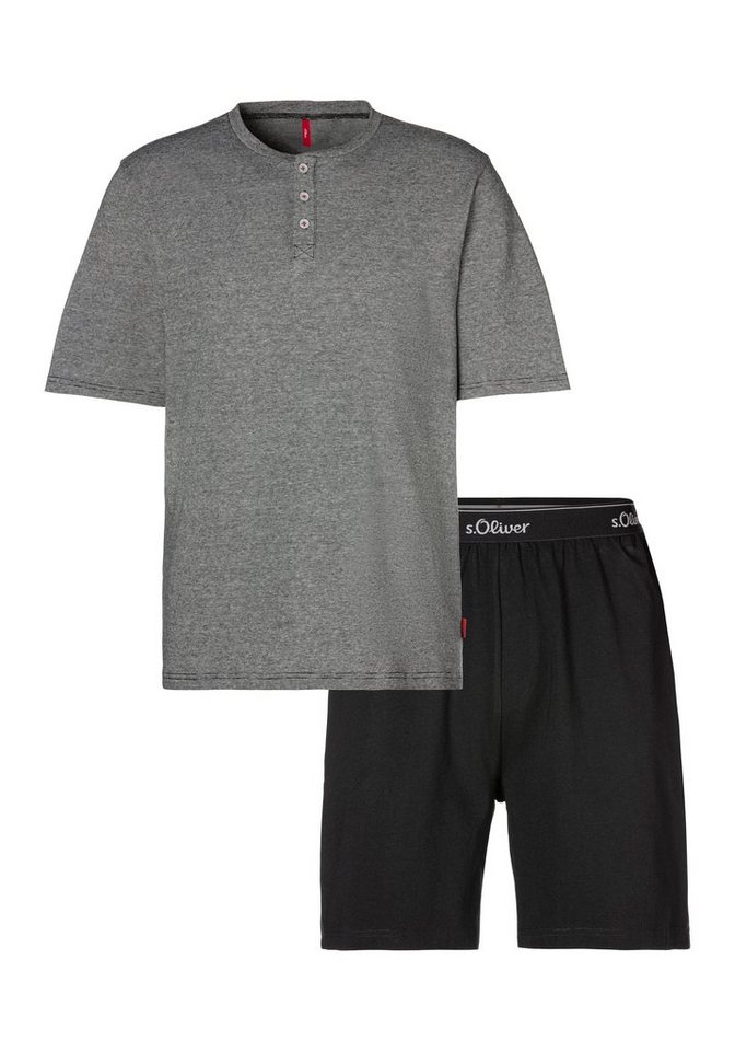 s.Oliver Pyjama (2 tlg., 1 Stück) Schlafanzug in Melange-Optik mit Knopfleiste – Bild 2 von 5