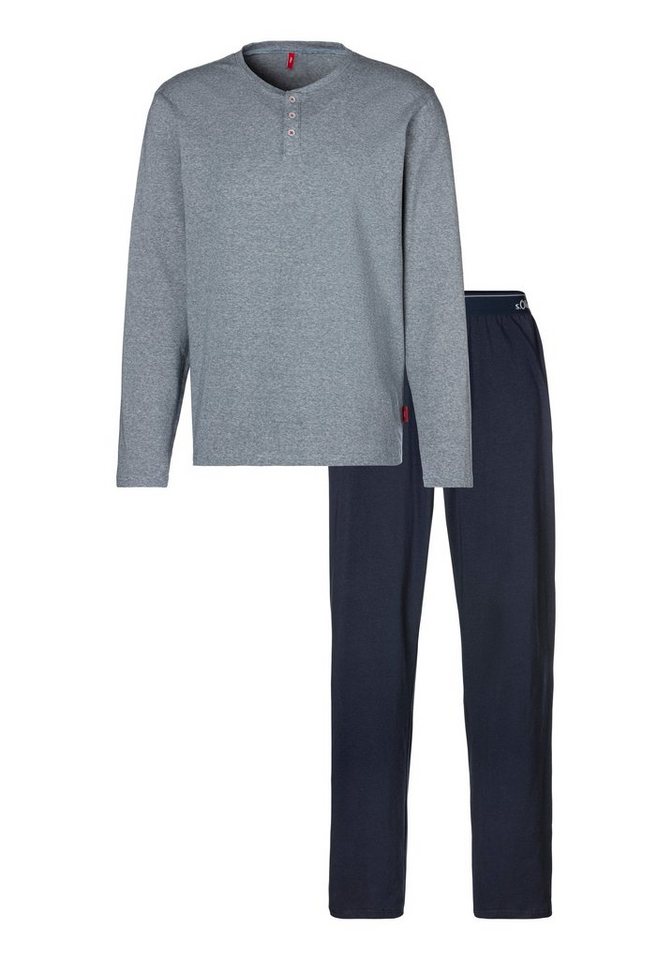 s.Oliver Pyjama (2 tlg., 1 Stück) Schlafanzug mit Knopfleiste – Bild 2 von 5