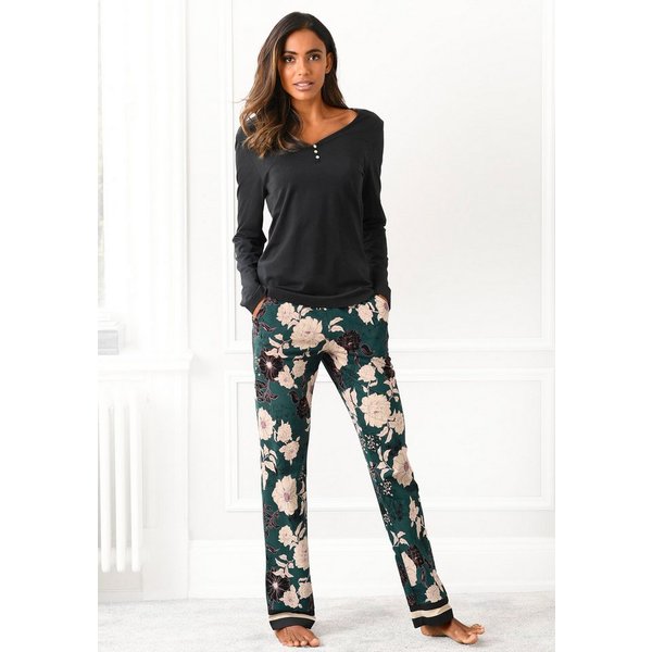 s.Oliver Pyjama (Set, 2 tlg) mit geblümter Schlafhose