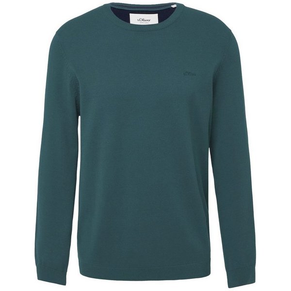 s.Oliver Rundhalspullover Pullover (1-tlg) Rundhals-Ausschnitt, langarm, Logo-Stickerei