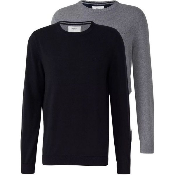 s.Oliver Rundhalspullover Pullover (1-tlg) Rundhals-Ausschnitt, langarm, Logo-Stickerei
