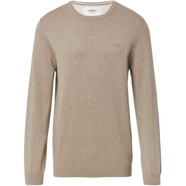 s.Oliver Rundhalspullover Pullover (1-tlg) Rundhals-Ausschnitt, langarm, Logo-Stickerei