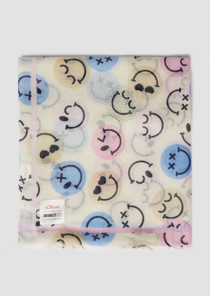 s.Oliver Schal Tuch, Leichter Schal mit S.W.-Smiley®-Print – Bild 3 von 4