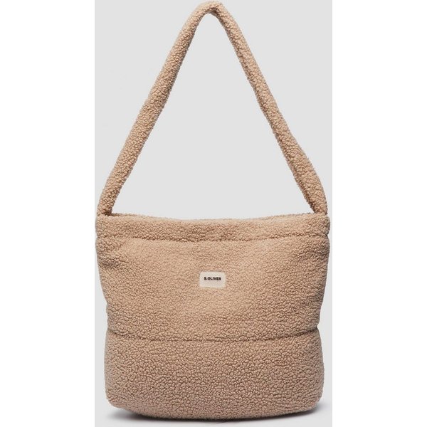 s.Oliver Schultertasche Tasche, Kuschelige Teddy-Hobo-Bag mit Magnetverschluss