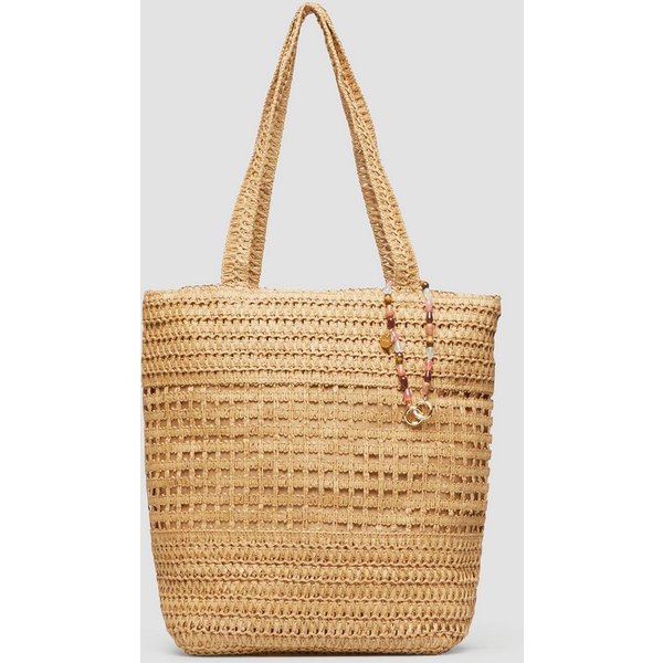 s.Oliver Shopper Tasche, Raffia-Totebag mit Reißverschluss und Schmuck-Detail