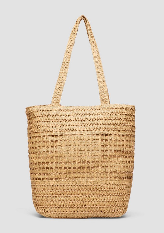 s.Oliver Shopper Tasche, Raffia-Totebag mit Reißverschluss und Schmuck-Detail – Bild 3 von 5