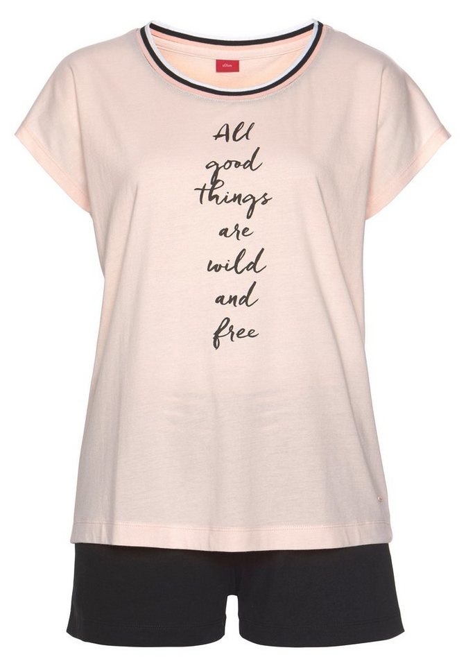 s.Oliver Shorty (Set, 2 tlg) mit gestreiften Bündchen und Schriftprint – Bild 2 von 5