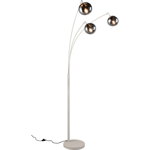 s.Oliver Stehlampe ANJELLA, Stehleuchte exkl 3x E14, in warm grey (beige) + smoke Glas, Ein-/Ausschalter, Leuchtmittel wechselbar, warmweiß - kaltweiß, mit mund