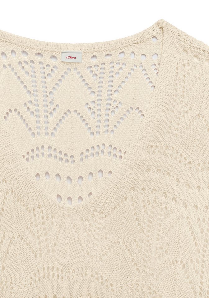 s.Oliver Strandpullover mit semi-transparentem Ajourmuster sommerlicher Strickpullover, V-Ausschnitt-Pullover, Boho, Festival – Bild 5 von 5