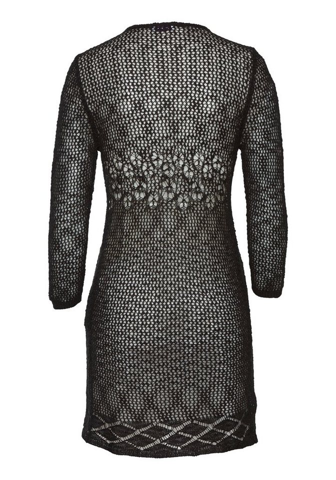 s.Oliver Strickjacke in luftiger Häkeloptik mit langen Ärmeln, ohne Verschluss sommerlicher Cardigan, lange Ajourstrickjacke, Festival – Bild 4 von 5