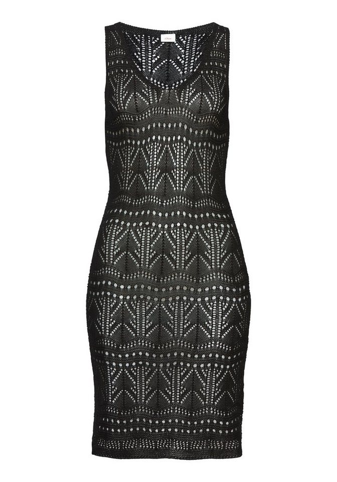 s.Oliver Strickkleid mit Ajourmuster, leicht transparentes Strandkleid – Bild 2 von 5
