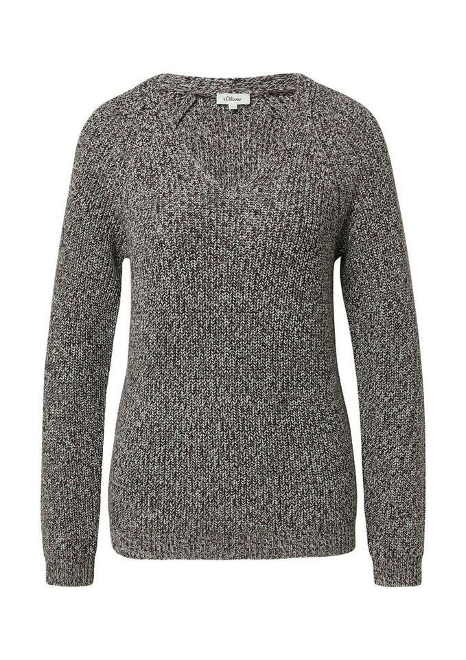 s.Oliver Strickpullover mit V-Ausschnitt, meliert – Bild 4 von 4