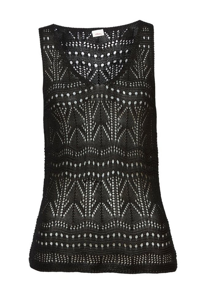s.Oliver Stricktop mit semi-transparentem Ajourmuster Strandtop mit Lochmuster, transparentes Sommertop. Boho, Festival – Bild 2 von 5