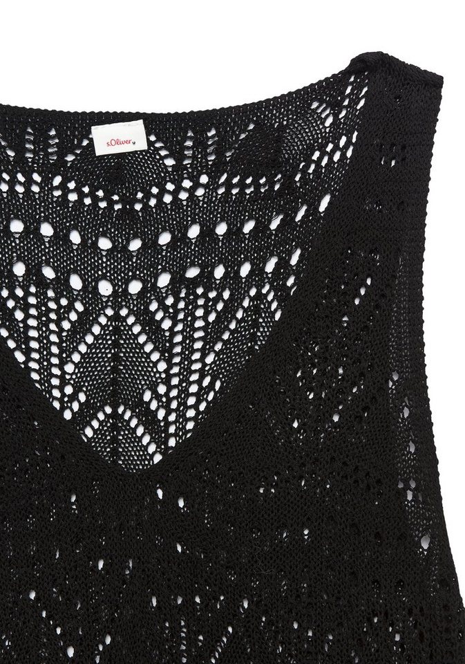 s.Oliver Stricktop mit semi-transparentem Ajourmuster Strandtop mit Lochmuster, transparentes Sommertop. Boho, Festival – Bild 5 von 5