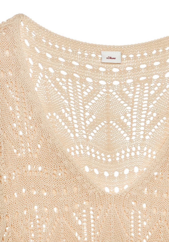 s.Oliver Stricktop mit semi-transparentem Ajourmuster Strandtop mit Lochmuster, transparentes Sommertop. Boho, Festival – Bild 5 von 5