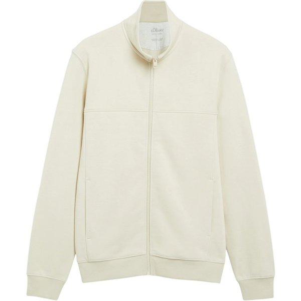 s.Oliver Sweatjacke natur,Freizeit,Baumwolle,Unifarben,Stehkragen,Lang,Regular Fit